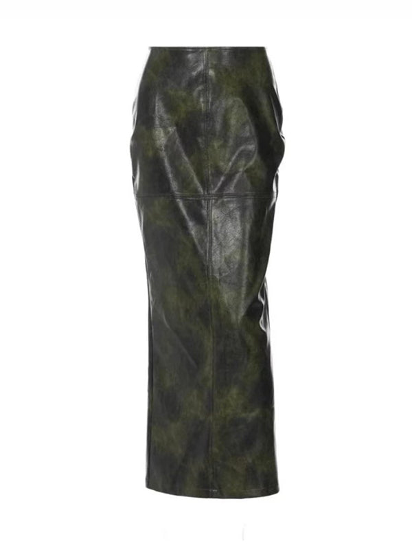 Skinny Wrap Pockets Split-Side Zipper Skirts Bottoms