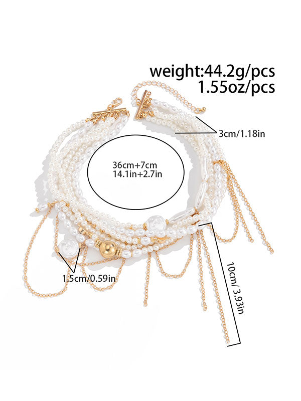 Geometric Layered Tasseled Necklaces Accessories