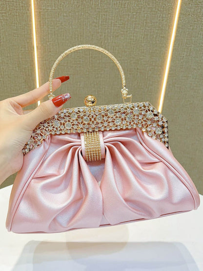 Chains Pleated Rhine Stones Split-Joint Evening Bags & Clutches Handbags