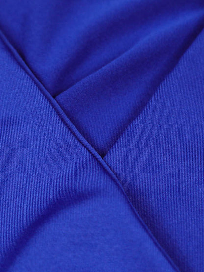 Bodycon Elasticated Waist Pleated Ruffled Solid Color Split-Joint V-Neck Midi Dresses