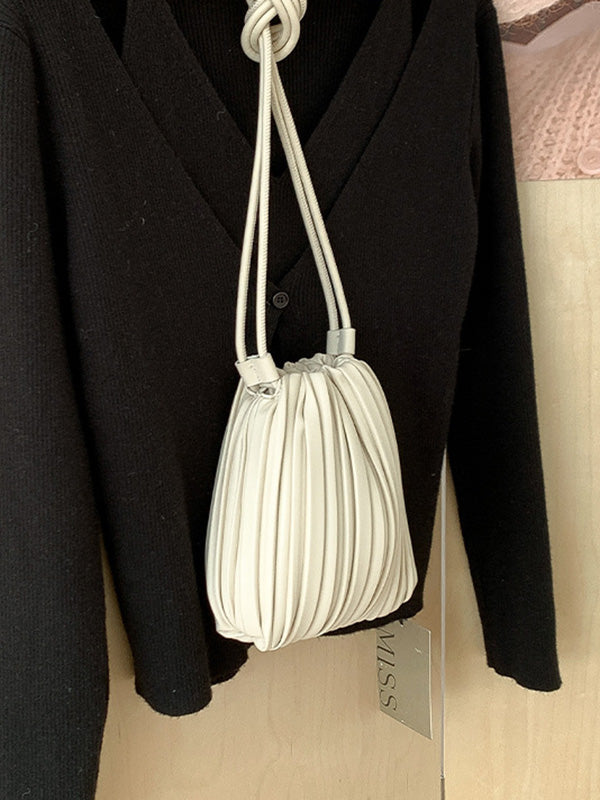Drawstring Pleated Split-Joint Crossbody Bags