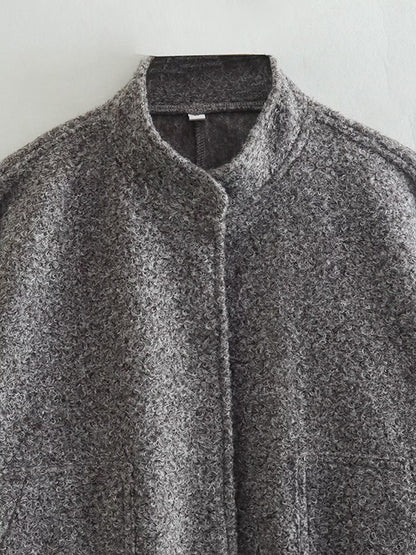 Long Sleeves Loose Split-Joint Round-Neck Outerwear