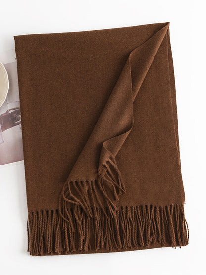 Keep Warm Solid Color Tasseled Shawl&Scarf