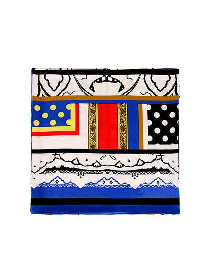 Color-Block Contrast Color Polka-Dot Printed Shawl&Scarf