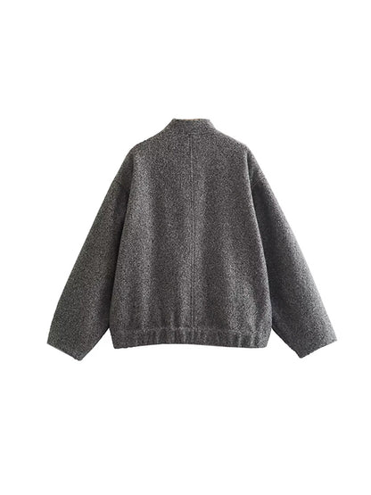 Long Sleeves Loose Split-Joint Round-Neck Outerwear