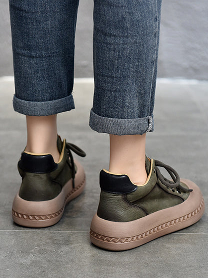 Round-Toe Tied Booties Shoes