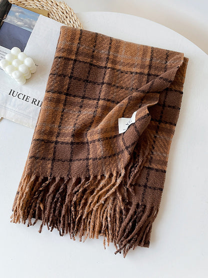 Plaid Tasseled Shawl&Scarf