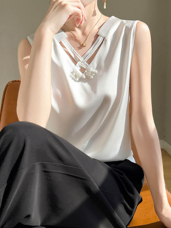 Loose Plus Size Solid Color V-Neck Vest Top