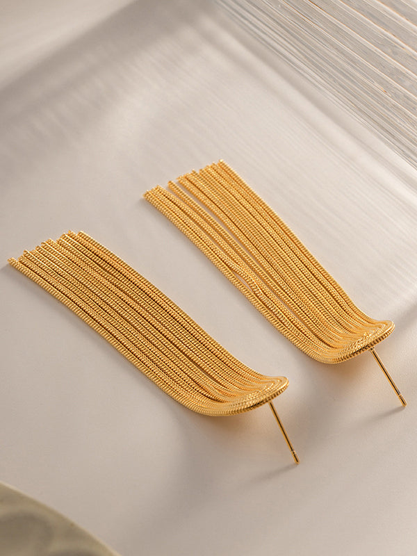 Solid Color Tasseled Drop Earrings Earrings Accessories