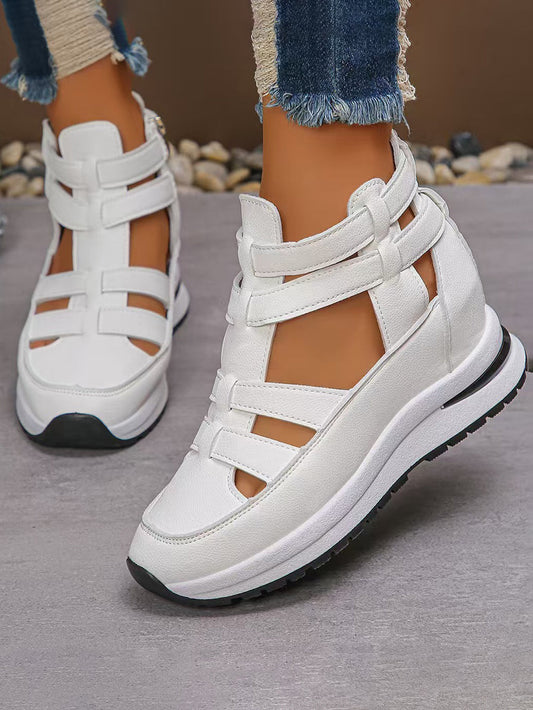 Zipper Solid Color Round-Toe Sandals