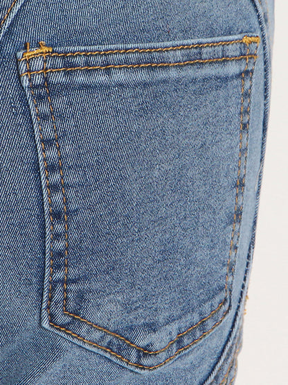High Waisted Gauze Split-Joint Split-Side Jean Pants Bottoms