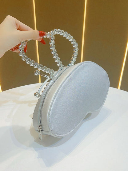 Irregularity Bow-Embellished Rhine Stones Shiny Zipper Evening Bags & Clutches Mini Bags