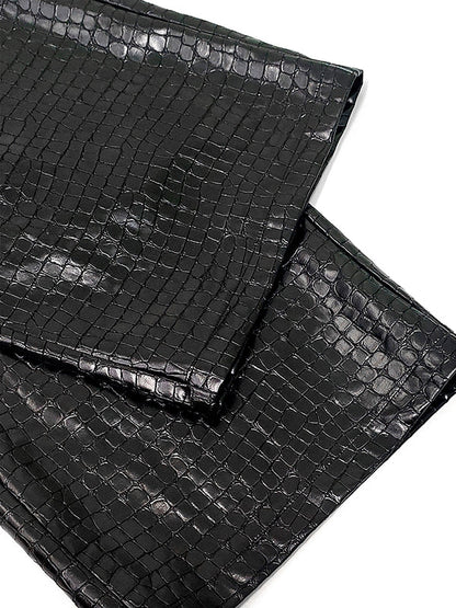 Loose Wide Leg Crocodile Texture Leather Loop Pants