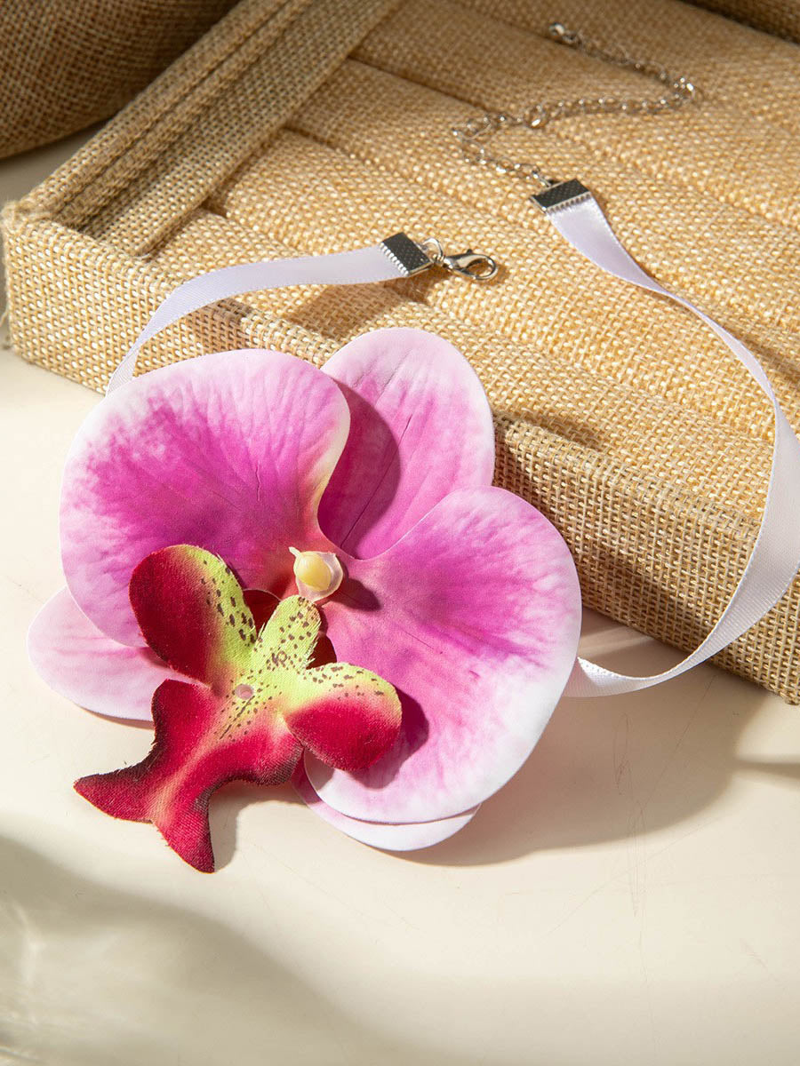 Three-Dimensional Flower Solid Color Flower Shape Necklaces Accessories