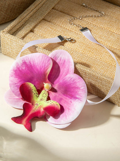 Three-Dimensional Flower Solid Color Flower Shape Necklaces Accessories