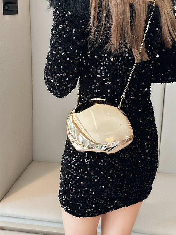 Chains Geometric Solid Color Crossbody Bags Satchels