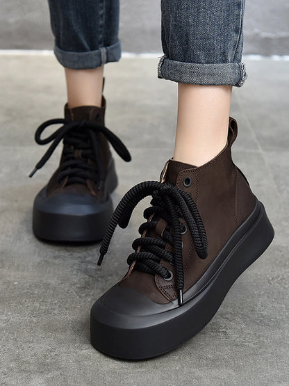 Cow Leather Tied Boots