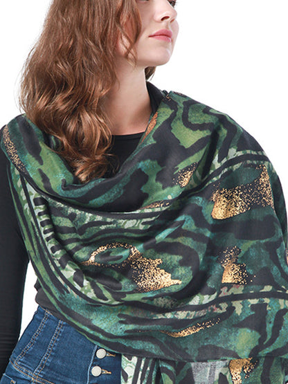 Contrast Color Tiger Printed Shawl&Scarf