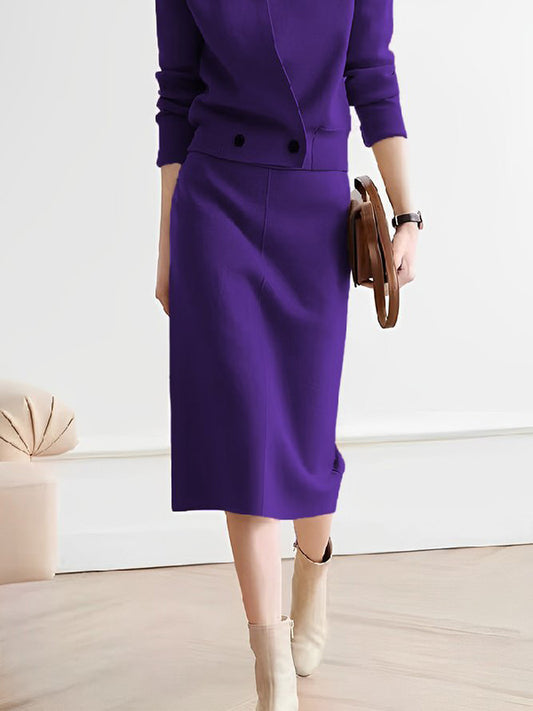 Solid Color Knit Skirts Bottoms