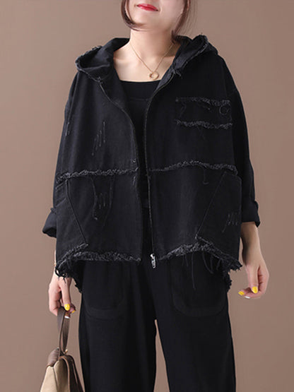 Original Solid Hooded Denim Outwear