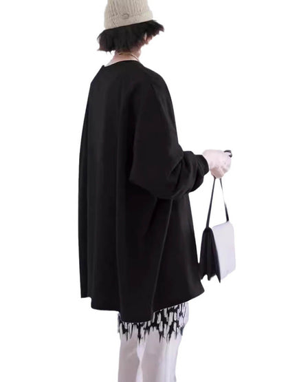 Long Sleeves Loose Solid Color Sweatshirt Tops