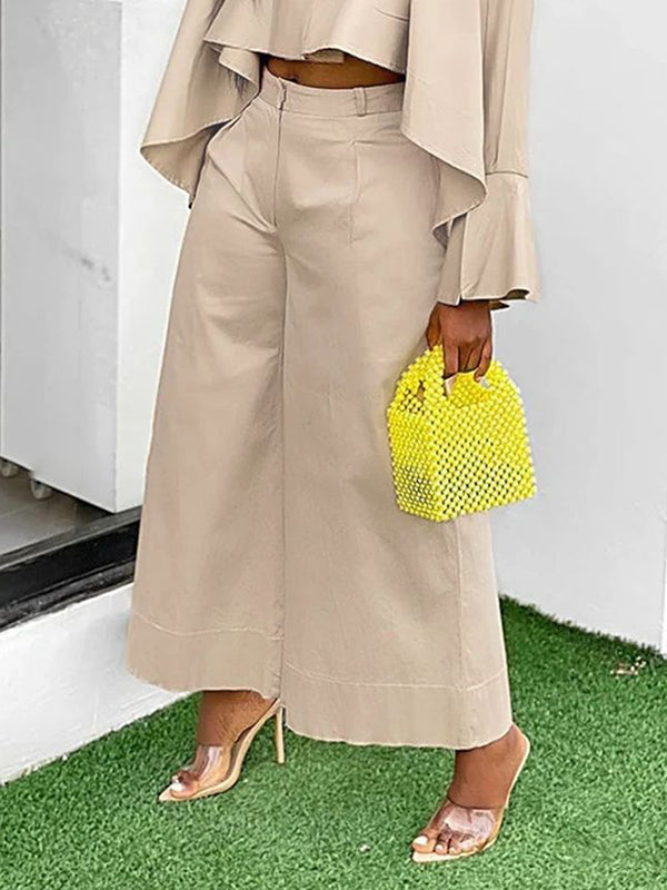 Wide Leg Solid Color Split-Joint Pants Trousers