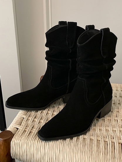 Pointed-Toe Split-Joint Boots Pumps