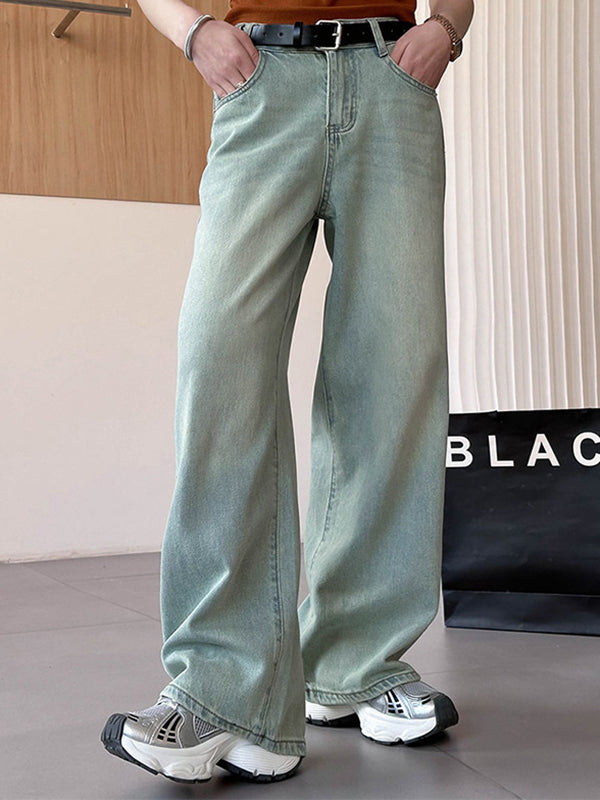 High Waisted Loose No Belt Pockets Jean Pants Bottoms