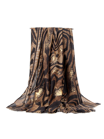 Contrast Color Tiger Printed Shawl&Scarf