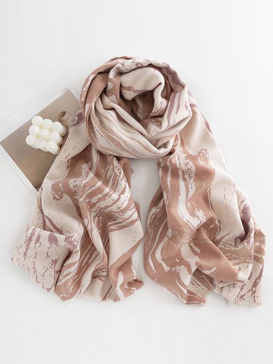 Keep Warm Printed Tasseled Shawl&Scarf