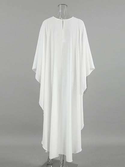 High-Low Loose Hollow See-Through Solid Color Round-Neck Blouses&Shirts Tops Cover-Ups Tops