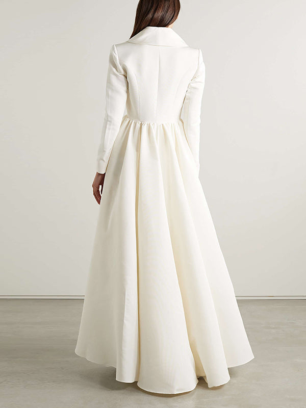 High-Low Wrap Falbala Solid Color V-Neck Shirts Tops&Pants Two Pieces Set