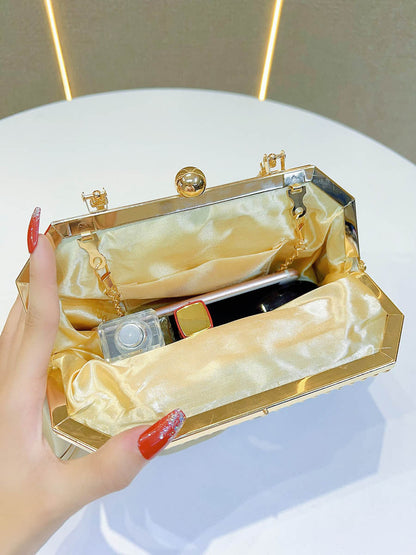 Chains Pleated Rhine Stones Split-Joint Evening Bags & Clutches Handbags