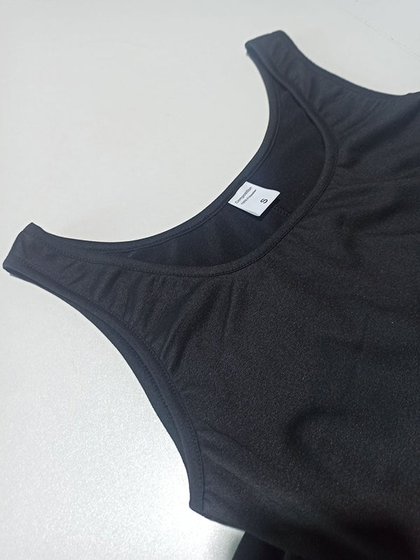 A-Line Loose Asymmetric Solid Color U-Neck Midi Dresses