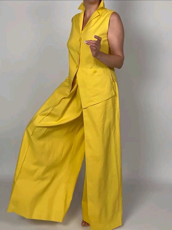 Loose Wide Leg Solid Color Split-Joint Pants Trousers