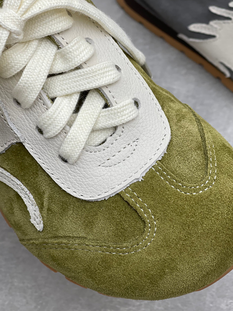 Women Summer Genuine Leather Spliced Slippers
