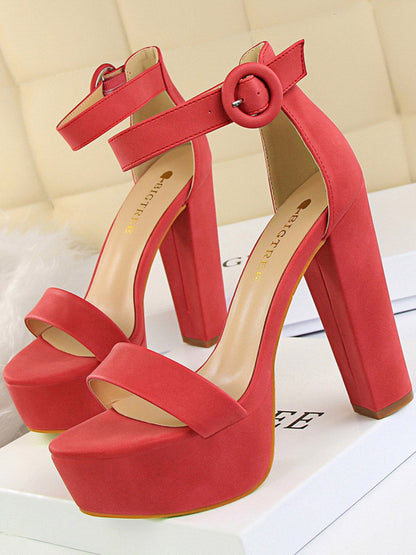 Buckle Peep-Toe Split-Joint Pumps Sandals