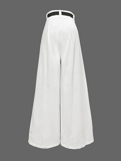 High Waisted Loose Drawstring Pleated Pants Trousers