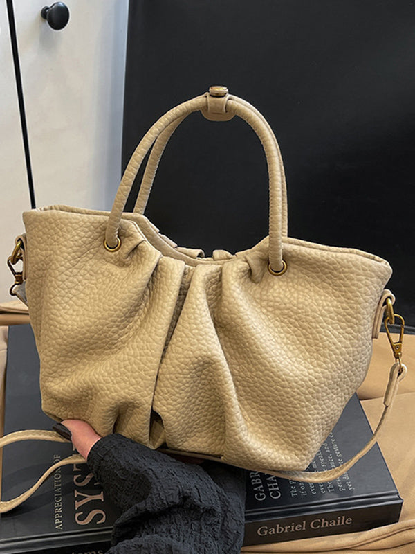 Pleated Solid Color Zipper Crossbody Bags Handbags