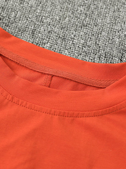 Loose Short Sleeves Split-Joint Round-Neck T-Shirts Tops