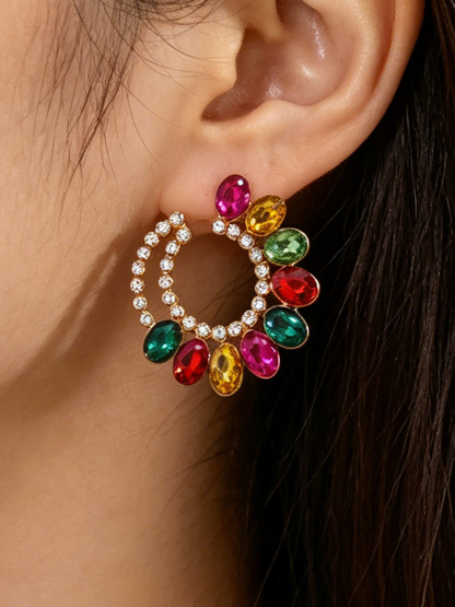 Geometric Rhine Stones Earrings Accessories