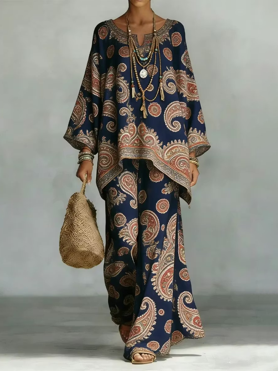 High Waisted Loose Contrast Color Printed Pants Trousers