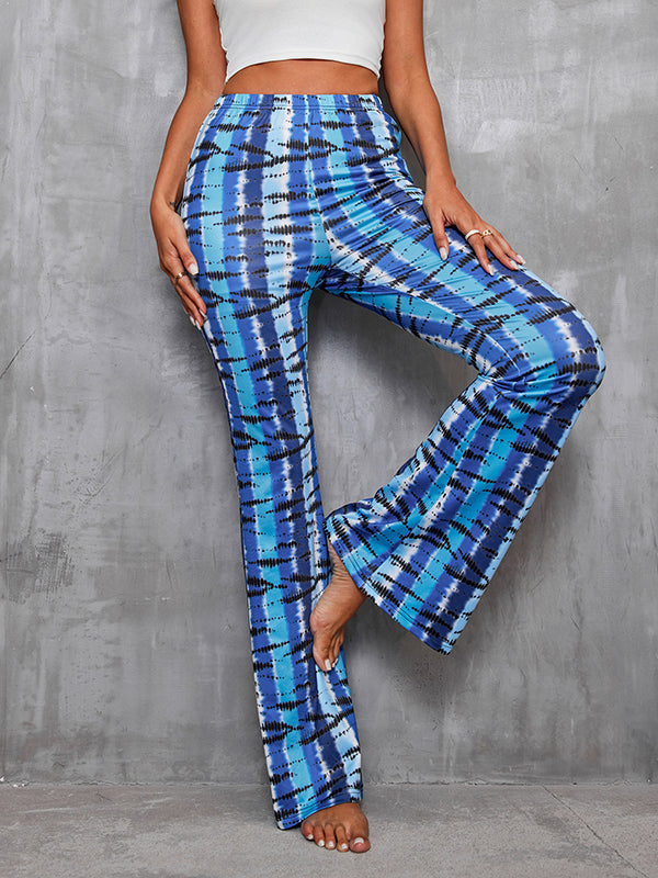 High Waisted Skinny Elasticity Printed Split-Joint Pants Trousers
