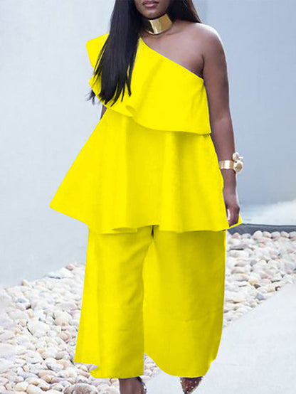 High Waisted Loose Pockets Solid Color Pants Trousers