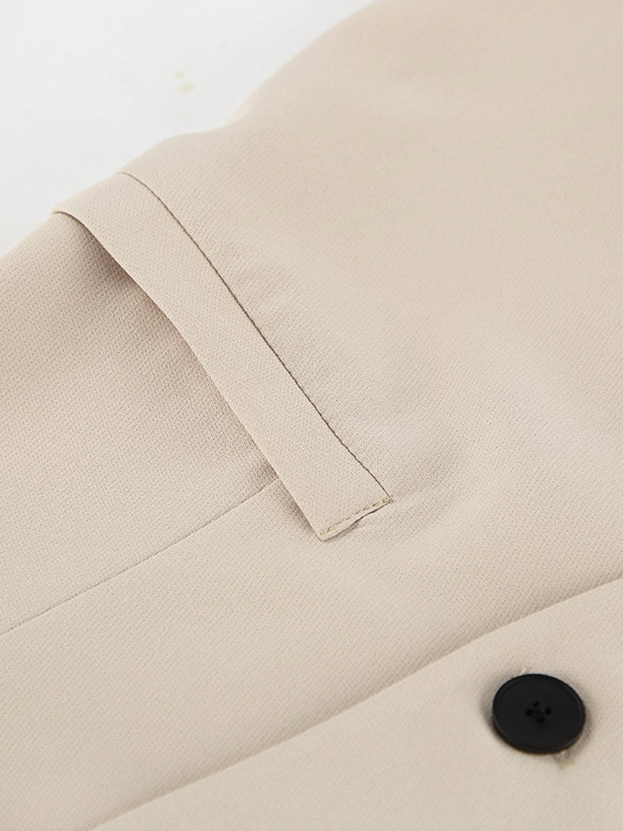 Cropped Sleeveless Buttoned Pockets Solid Color V-Neck Pants Two Pieces Set Vest Top