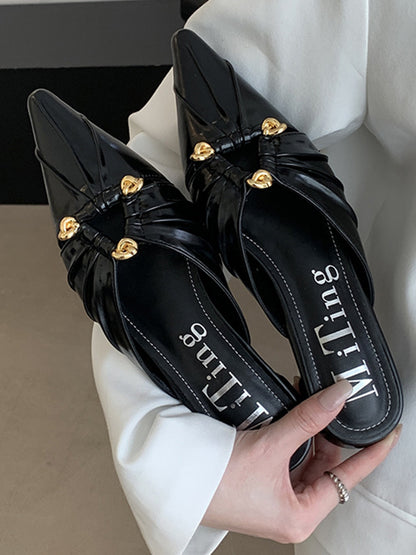 Hollow Pointed-Toe Split-Joint Sandals Slippers&Mules