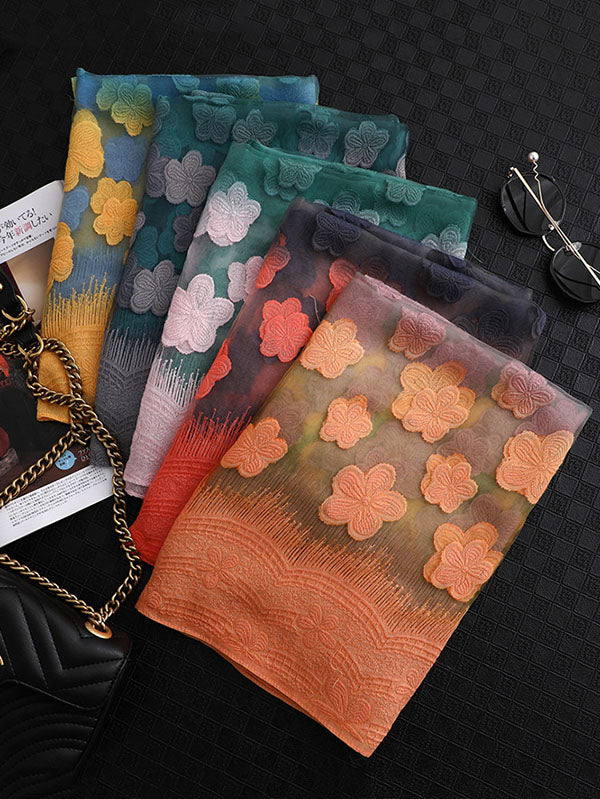 Original Floral Sun-Protection Silk Scarf