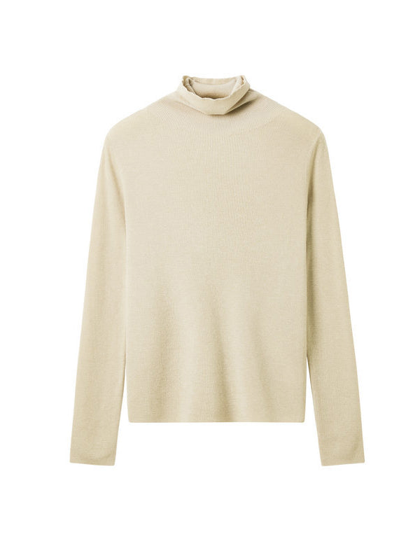 Long Sleeves Skinny Solid Color High-Neck Knitwear Pullovers Sweater Tops