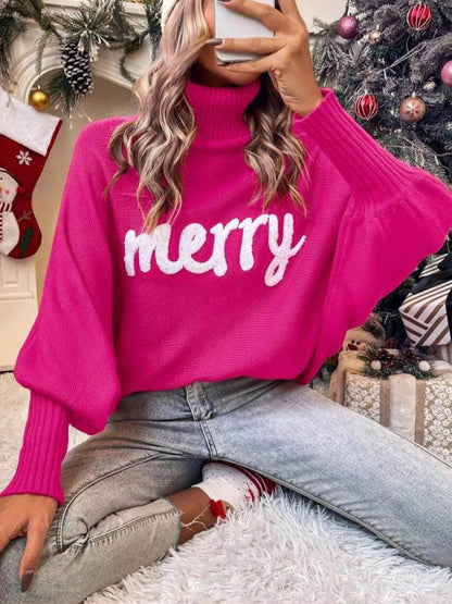 Long Sleeves Loose Contrast Color Printed Split-Joint High Neck Sweater Tops