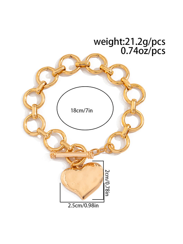 Normcore Chains Geometric Heart Shape Bracelet Accessories
